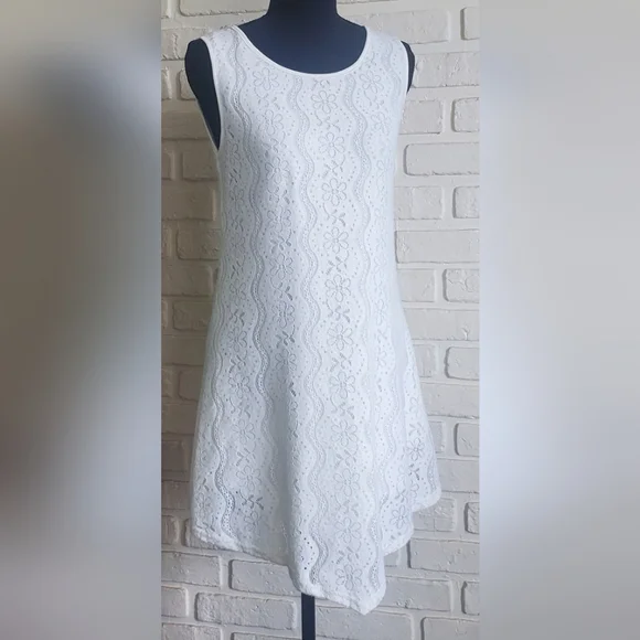 NWT Papa Vancouver White Lace Dress Asymmetrical A-line Sleeveless Summer Medium - Picture 13 of 13